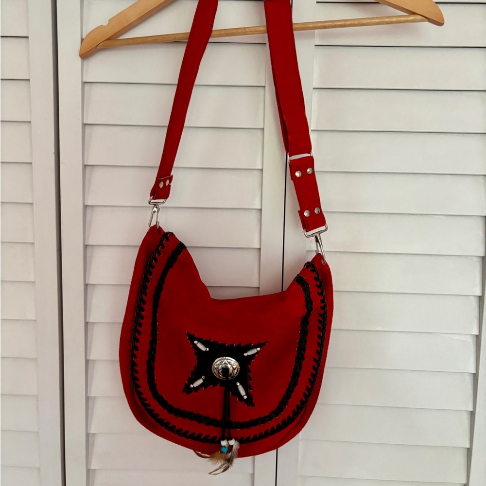 Vintage Southwestern Red Leather Bag